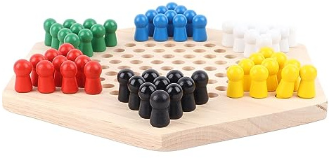 RIZGHWOY Gioco da Tavolo di Dama Cinese, Pioli di Legno a 6 Colori, Giocattolo Educativo per Bambini, Gioco di società Divertente per Tutta la Famiglia, Realizzato in Materiale di Legno Massiccio