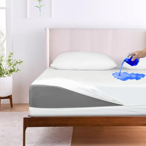 Waterproof Mattress Encasement with Zipper – Premium Full Mattress Protector, Deep Fit Design, Breathable & Washable Mattress Cover, Soft & Noiseless Fabric, White (Double)
