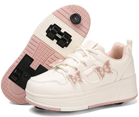 ENEN 2026 Chaussure Roller Fille, Papillon Basket Roller pour Enfan Chaussure a Roulette Garcon Fille Garçons Roues Basket a Roulette Adolescents pour Extérieur
