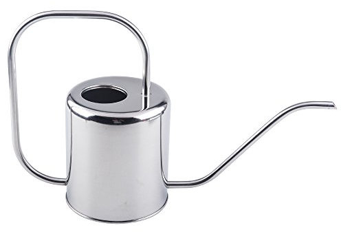 Fasmov 1,5L Arrosoir Acier Inoxydable Arrosoir en Acier Inoxydable Métal avec Long Bec pour l'intérieur et l'extérieur, Argent