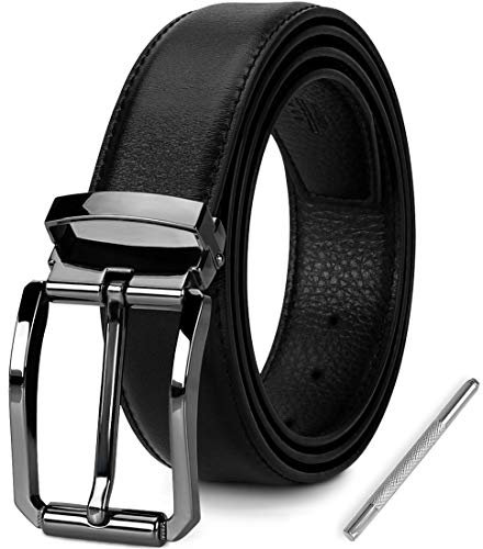NEWHEY Gürtel Herren Jeans Verstellbare Taille Herren Ledergürtel Anti-Kratzer-Schnalle 30mm breit 115cm mit Geschenkbox