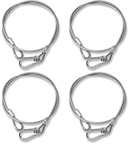Câble de Sécurité Pour éclairage de Scène, Chaîne de Sécurité 4mm×85cm, Chaîne de Sécurité en Acier Inoxydable, Avec Boucle et Cordon de Suspension (Supporte Jusqu'à 25kg)(4 pièces)