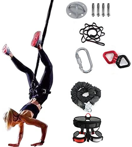 XWHAOB Heavy Pro Bungee Resistance Band Set Schlingentrainer Sling Trainer Yoga Bungee Cord Rope Resistance Air Dance Rope Exercise Fitness Home Gym Professional Training Equipment (110 kg)