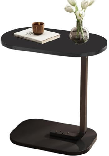 Tavolino a Forma di C, Semplice Creativo Tavolo Scorrevole Comodino, Industriale Tavolo Per Spuntini con Cornice Metallica, per Divano, Letto, Dormitorio, Piccoli Spazi, Camera da Letto, Soggiorno ( C