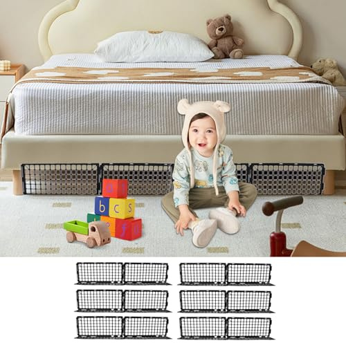 Bloqueadores de Juguetes para Debajo del Sofá, 12 Unidades Bloque de Juguetes para Muebles, Plastico Protectores Debajo de la Cama, Barrera de Protección Anti Polvo y Mascotas, 37 x 17 x 12 cm