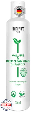 HLV – Volumen & Tiefenreinigung Haar Shampoo mit Vitamin B5 – Ingwer & Bambus Extrakt, VEGAN, Naturkosmetik, Mildes Haarshampoo für Feines Haar, Deep Cleansing, Haarpflege für Damen & Herren (200ml)