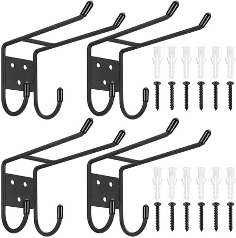 4 STK Wandhaken Garagenhaken, Schwerlasthaken Garage Haken, Gerätehalter Doppelhaken, Garage Leiterhaken Aufbewahrungshaken, Wandhalterung für Gartengeräte Werkzeuge Fahrradhaken Halterung Wand