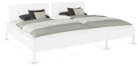 Rauch Möbel Mare, Familienbett, Bett, Mehrpersonenbett, Liegefläche 270x200 cm für gemeinsames Schlafen mit der Familie, Farbe Weiß, 278x95x217cm