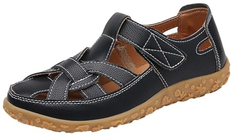 Sandales pieds larges pour femme - Sandales pieds nus - Antidérapantes - Séchage rapide - Sandales d'été - Évidées - Respirantes - Chaussures orthopédiques cool, Noir , 45 EU
