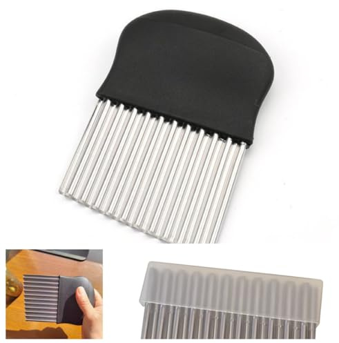 RQzaufania - Cortador de patatas onduladas, cortador de patatas en espiral de acero inoxidable, corte de patatas fritas onduladas, herramienta de corte ondulado para patatas fritas, frutas y verduras