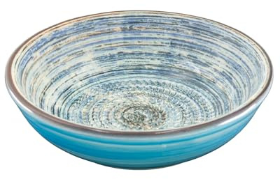 Kaladia Keramik Reibeschüssel - Dipschale mit Reibe - in Braun & Blau- zum Reiben und Anrichten - ideal für Knoblauch, Ingwer, Parmesan etc. – ∅ 17 cm - handgemacht & handbemalt - Made in Spain