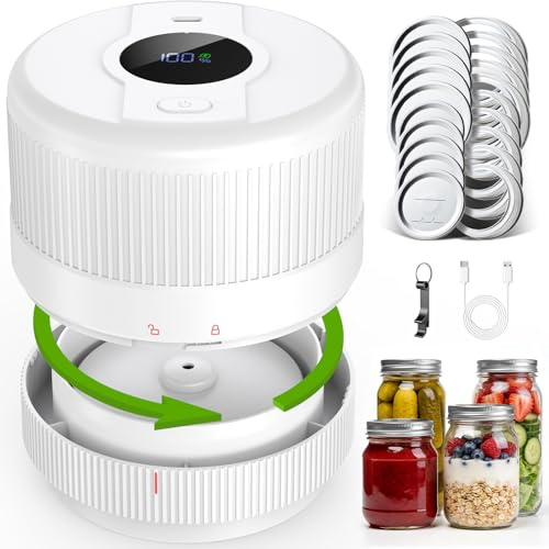 Wothfav Machine Sous Vide pour Bocaux en Verre, Scelleuse sous Vide Bocaux, Mason Jar Vacuum Sealer pour Bocaux à Ouverture Normale, Affichage LCD, Conservation des Aliments et Fermentation