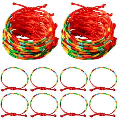 Braccialetto dell'Amicizia,100 Pezzi Filo Colorato Intrecciato, Braccialetti Moda Mare Portafortuna,braccialetti intrecciati colorati fatti a mano,Bracciali Bambini,Braccialetti dell'amicizia,Stile 2
