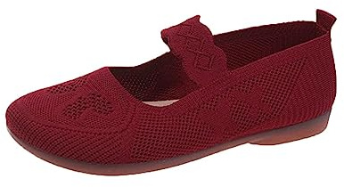 Generisch Zapatillas de deporte de moda para mujer, a rayas, malla, transpirables, cómodas, informales, para esquí de fondo, zapatos para mujer, rojo, 40 EU