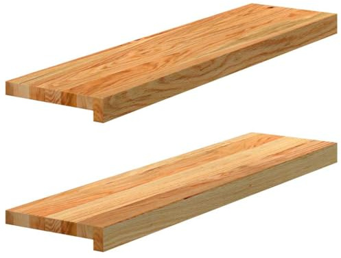 Runheo Lot de 2 rebords de fenêtre en chêne massif marron clair 80 x 20 x 2 cm pour montage intérieur et extérieur, rénovation, protection thermique et insonorisation