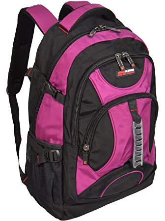 House of Luggage Kabine Beutel Räder Wandern Trekking Arbeit Bergsteigen Rucksack Leichtgewicht HLG08M (Schwarz/Rosa)