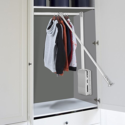 GOTOTOP Barre de Penderie Réglable 450-1150 mm Barre de Vestiaire Pliable Extensible, Argent (830-1150)