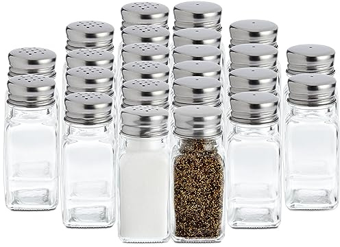 Juvale 24 Pack Glass Salt and Pepper Shakers Bulk Set - Restaurant Salt and Pepper Shakers - Spice Containers for Restaurant (2 Oz, Clear)