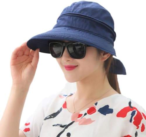 Cappello da sole da donna UPF 50+, protezione UV, pieghevole, a tesa larga, cappello da spiaggia con parte superiore rimovibile, traspirante, visiera estiva per esterni, per viaggi, vacanze, piscina,