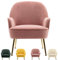 INMOZATA Pink Tub Chair Velvet Dining Armchair Arm Rest Occasional Chairs for Living Room Bedroom Lounge