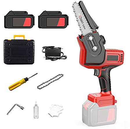 YZJJ Mini Chainsaw Cordless, 6 Inch Electric Power Chain Saw, One-Hand Operated Portable Wood Saw, Pruning Shears Chainsaw for Tree Branch Wood Cutting