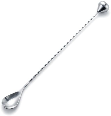 Homestia 2-in-1 Bar Mixing Spoon with Muddler, 12 Inch (30cm) Stainless Steel Cocktail Mixing Bar Spoon with Muddler Tip Cocktail Stirrer, Spiral Handle Drink Stirrer for Bartending (Silver)