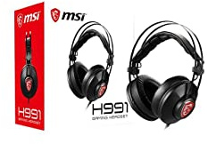 MSI H991 - Auriculares para juegos con cable, micrófono integrado, cancelación de ruido, control en línea, diseño Ergo, diadema ajustable para PC, PS4, PS5, Xbox One, Switch, Notebook/Mobile