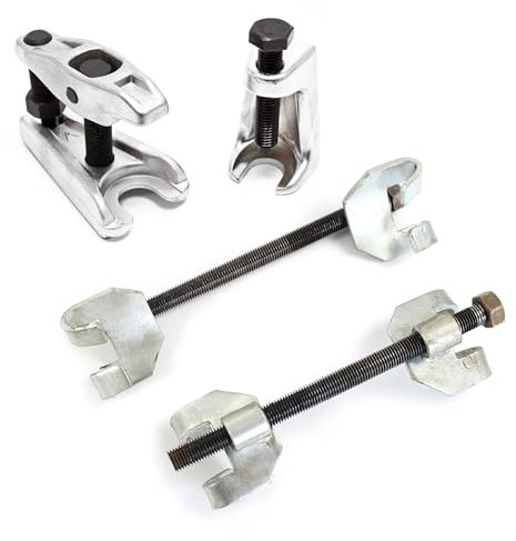 XPOtool Federspanner Satz 4-TLG. 370 mm aus Stahl, mit Kugelgelenkabzieher Montagespanner Audrücker, für Pkw Tuning Tieferlegung, Spannwerkzeug