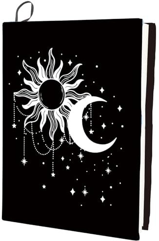 craspire Sonne Und Mond, Dehnbarer Buchumschlag, Stern, Waschbar, Wiederverwendbar, Große Nylon-Schutzhüllen, 9.4x15.7,(5) cm, Elastische Notizbuchhüllen, Geeignet Für Die Meisten Hardcover-Bücher