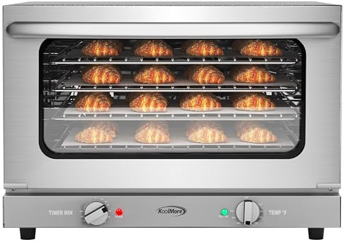 KoolMore 23 in. Commercial Countertop Convection Oven for Half-Size Pans with 4 Racks 1600W of Power in Stainless-Steel, ETL Listed for Safety and Sanitation (KM-CTCO-15)