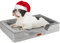 AUSCAT Medium Orthopedic Dog Bed, Memory Foam Dog Bed with Waterproof Lining, Three-Sided Bolster Cushion with Washable Removable Cover, 70L x 58W x 18H cm, Seat Size: 49x48cm, Grey
