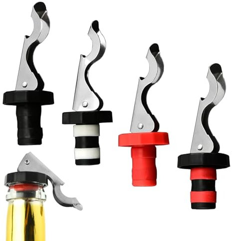 Lever-Arm Wine Bottle Stoppers, 4 PCS Reusable Bottle Stoppers Lever Arm Bottle Stoppers Wine Bottle Lid Vacuum Plug Wine Stoppers Champagne Stopper Vacuum Stoppers for Wine Beverage Supplies