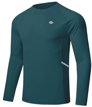 MoFiz UV-skjorta långärmad herr UPF 50+ Rashguard t-shirt snabbtorkande för simning surfing vattensport M-4XL, Lime grön, 3XL