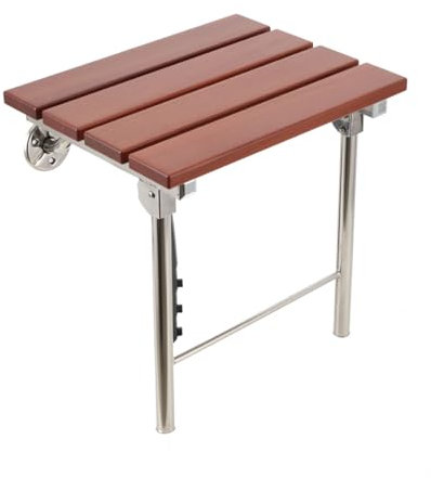 SUDEG Sedile da doccia pieghevole con gambe, Panca da doccia pieghevole, Seggiolino doccia, Sedile doccia ribaltabile, in legno, con piedini antiscivolo, per anziani/disabili/incinte, altezza 460 mm