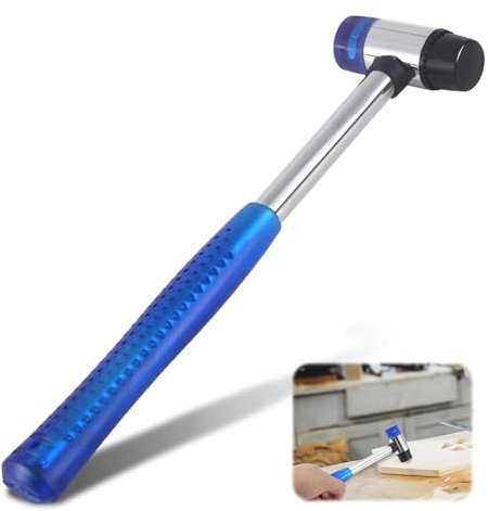 Smomend Maillet en Caoutchouc 25 mm, Double Tête, Poignée Caoutchouc Ergonomique, Bleu, 0.17 kg, Outil Polyvalent pour Bricolage et Artisanat