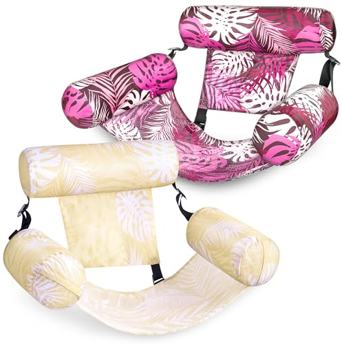 SLOOSH Inflatable Pool Floats Adult, 2 Packs Floating Lounge Chairs, Blow up Pool Inflatables for Adult, Inflatable Chair for Party Summer Water Beach Lake Fun
