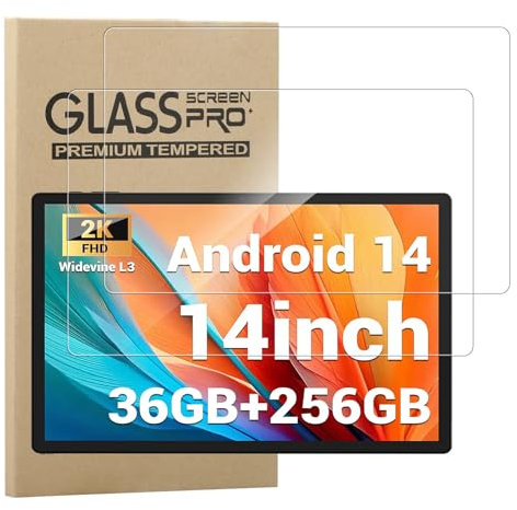 NUCNOK 2 Pack Protector de Pantalla para FASTWD Tablet (14 Pulgadas),HD Transparente Cristal Templado,9H Dureza,Anti-Arañazos
