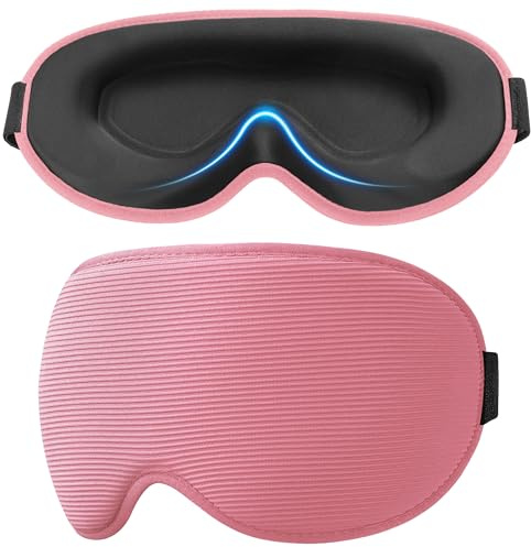 Gritin 100% Anti-Luz Antifaz para Dormir, Máscara Dormir para Mujer y Hombre, Sin Presión Ocular para Durmientes de Lado - con Correa Ajustable y Tapones, Ultrasuave y Cómodo para Dormir, Viajar