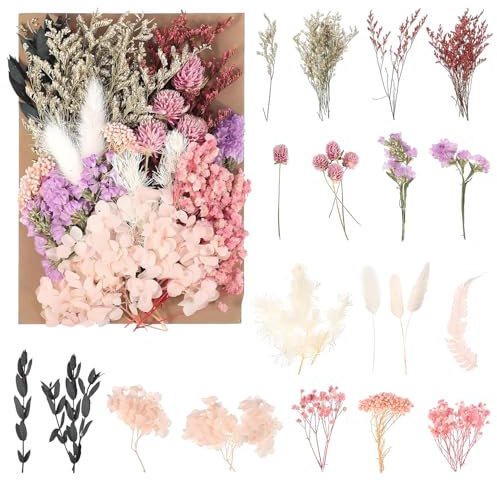 jatimdotin Fiori Secchi Naturali, Fiori Secchi Decorativi, Fiori Secchi Artigianato per Scrapbooking Candele Resina Carta Nozze Decorazione (Rosa)