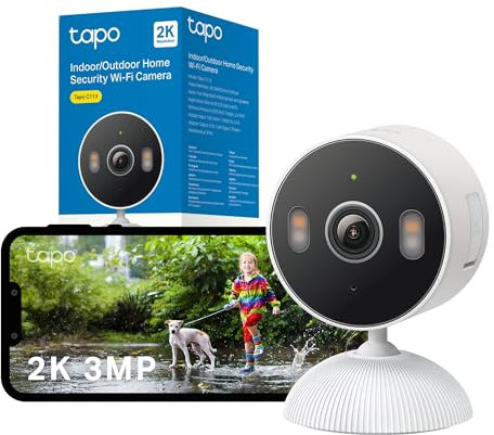 Tapo C113 2K 3MP Outdoor Camera Color Night Vision, Security Camera WiFi, IP65 Spotlights, Free AI Baby Cry Detection CCTV Camera, Indoor Cameras House Security, CCTV, Alexa
