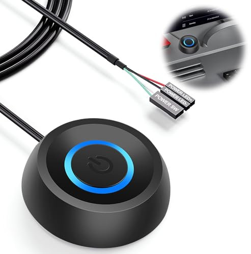 BOBOPACK Interruptor de Alimentación para PC, Botón de Encendido Externo Redondo Negro (1.8m), Interruptor Power Switch para Computadora, Accesorio PC para Encender/Apagar Gabinete