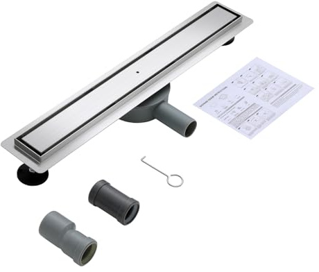 OUGOO Linear Shower Drain 60cm, 2-in-1 Tile Insert Floor Drain