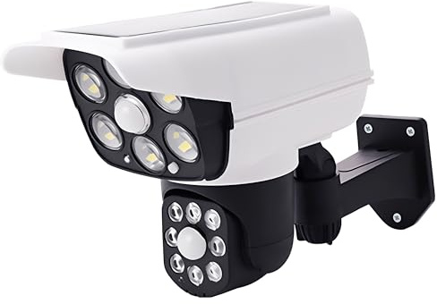 TirEurt Dummy CCTV Camera Solar Dummy Security Camera with Remote Control Fake Waterproof Outdoor Indoor Simulation Monitor Flashing Red LED Light Beware of Thieves