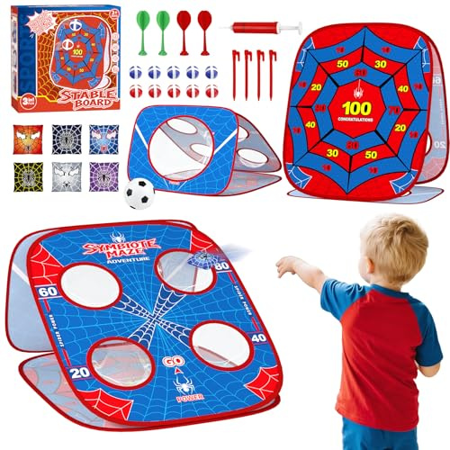 Easter Spider Bean Bag Toss Game for Kids: 4-in-1 Cornhole Board Indoor Outdoor Toys for Kids Boys Girls 3 4 5 6 7 8 Year Old Birthday Gift, Outside Activity Beach Backyard Lawn Family Party Game
