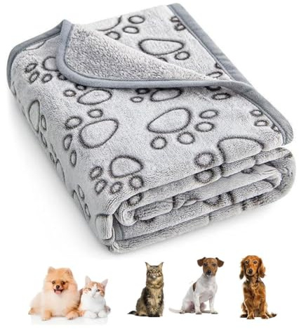 DOKRIN Mantas para camas para perros,Manta gruesa gris para mascotas, cálida y resistente, ideal para todas las estaciones (52 x 73 cm)