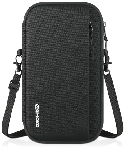 MoKo Family Passport Holder for 8, RFID Blocking Passport Wallet with Airtag Hole & Shoulder Strap, Travel Documents Organizer, Holiday Essentials Travel Wallet for Tickets, Cards, Cash, Keys, Black