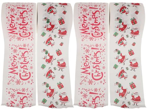 Veemoon 4rotoli Carta Igienica di Babbo Natale Tovaglioli di Carta Igienica Decorazioni Natalizie Scherzi Divertenti per Feste Elementi Essenziali per Cena di Natale Novità