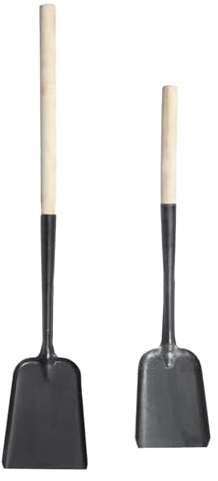 WOFASHPURET Pala para Cenizas Multifunción de Chimenea Mango Largo, Juego de 2 Piezas (grande y Pequeño), Herramienta Resistente para Limpieza de Cocina y Barbacoa, Utensilio para Hogar