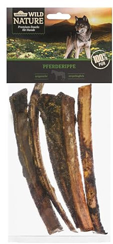 Dehner Wild Nature Hundesnack, Premium Leckerli glutenfrei / getreidefrei, Kausnack für Hunde, Pferderippe, 200 g