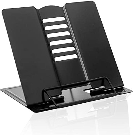 Powmag Supporto Libri per Lettura, 6 Altezze Regolabile Pieghevole Lettura Porta Libri Metallo Book Stand, Leggio da Tavolo per Libri Antiscivolo per Ricette, iPad, Libri di Testo, Documenti